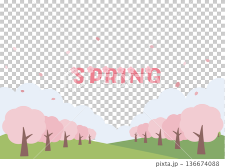春の背景イラスト 桜の背景 バナー ロゴ 春の背景イラスト 桜の背景 バナー ロゴ 136674088