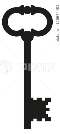 Lock opener symbol. Vintage key black icon 136674403