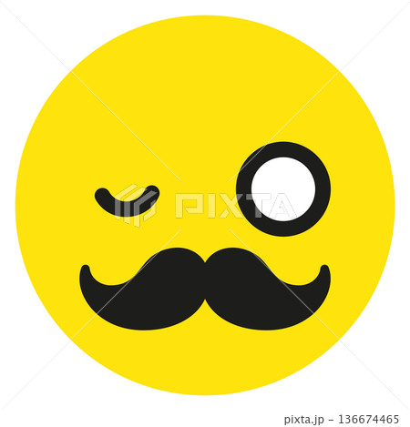 Face with monocle in comic emoji style. Ironic gentleman Face with monocle in comic emoji style. Ironic gentleman 136674465