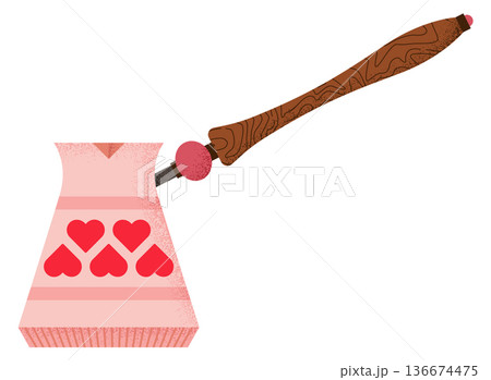 Cezve color icon. Coffee making in traditional eastern style 136674475