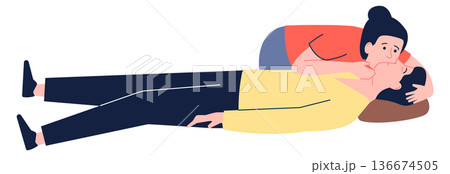 Medical first aid. Rescue breath color illustration 136674505