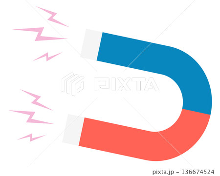 Magnet color icon. Attraction force. Physics power 136674524