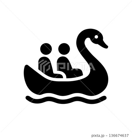 Romantic Swan Paddle Boat Icon 136674637