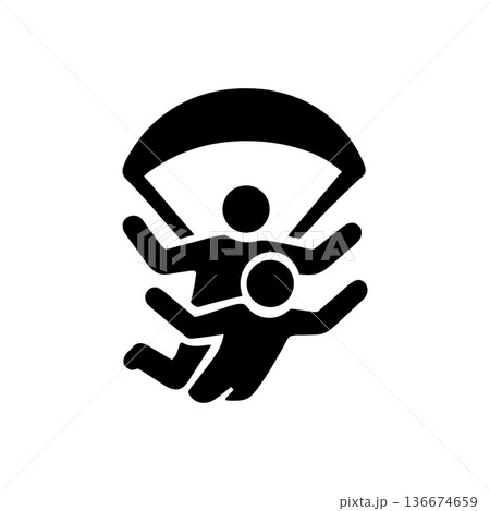 Tandem Skydiving Parachute Flight Icon 136674659
