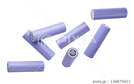 Lithium batteries flying close-up on a white. Isolated Lithium batteries flying close-up on a white. Isolated 136674921