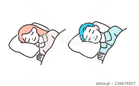 快眠する人物のベクターイラスト素材 136674957