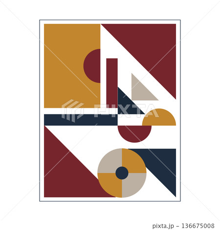 Abstract geometric poster in constructivism style, minimalist composition with shapes, vector illustration in Bauhaus or suprematism aesthetic. EPS 10 136675008