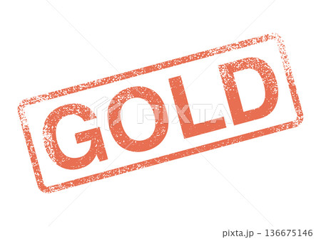 Prominent red textured gold stamp signifying premium quality and high value 136675146
