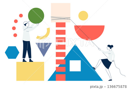 Business partnership concept. Colleagues work together on creative strategy Business partnership concept. Colleagues work together on creative strategy 136675878