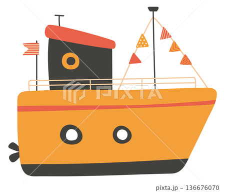 Speedboat color icon. River travel ship drawing 136676070