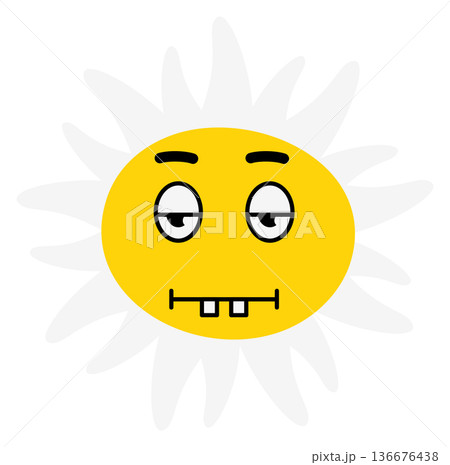 Funny flower emoji. Comic face expression icon Funny flower emoji. Comic face expression icon 136676438