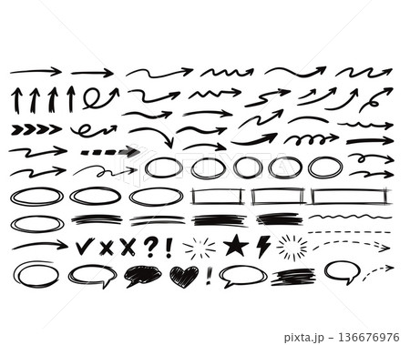 Hand Drawn Arrows, Lines and Doodle Elements Set Hand Drawn Arrows, Lines and Doodle Elements Set 136676976