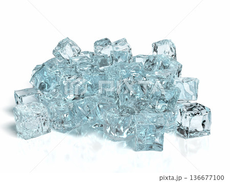 積み上げられた氷のフォトリアル3Dイラストレーション 136677100