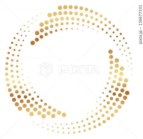 Decorative round frame with golden dots. Glitter effect 136677331