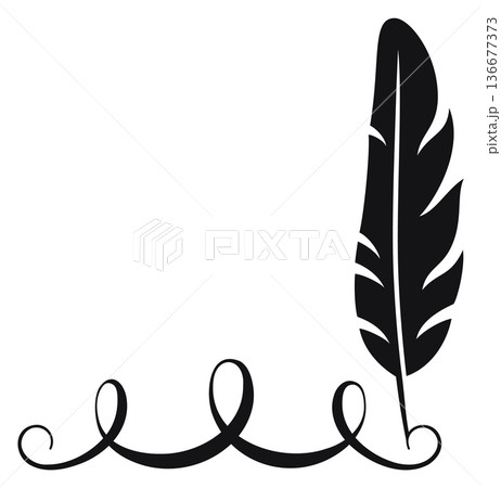 Feather for vintage handwriting logo. Black ink quill Feather for vintage handwriting logo. Black ink quill 136677373