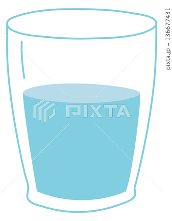 Water glass color icon. Half fill liquid 136677431
