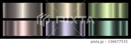 A set of six metallic gradients on a black background. A set of six metallic gradients on a black background. 136677535