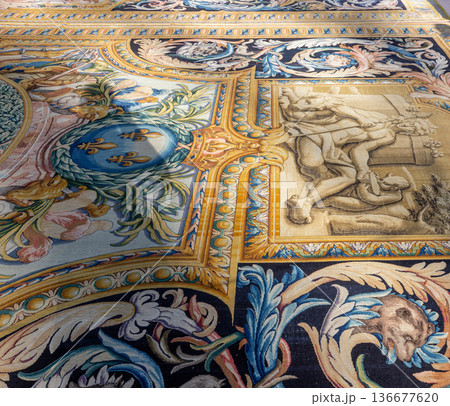 Woven carpet for french king Louis XIV, Paris, France 136677620