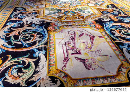 Woven carpet for french king Louis XIV, Paris, France 136677635