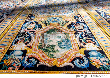 Woven carpet for french king Louis XIV, Paris, France 136677642