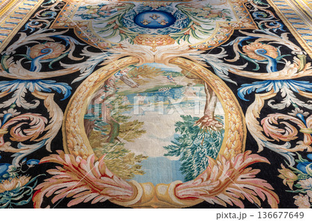Woven carpet for french king Louis XIV, Paris, France 136677649