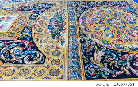 Woven carpet for french king Louis XIV, Paris, France 136677651