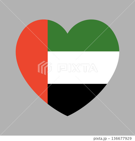 United Arab Emirates heart flag icon. National flag of UAE button. Heart shaped flag of United Arab Emirates badge. United Arab Emirates heart flag icon. National flag of UAE button. Heart shaped flag of United Arab Emirates badge. 136677929