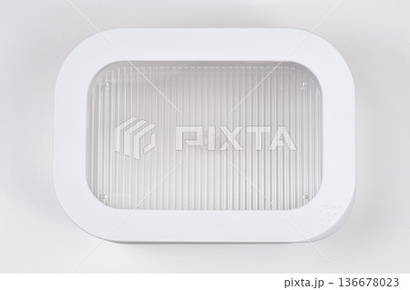 Transparent food container on white background Transparent food container on white background 136678023