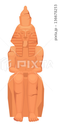 Pharaoh statue. Ancient egypt stone sculpture icon Pharaoh statue. Ancient egypt stone sculpture icon 136678253