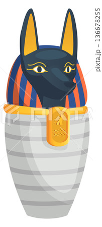 Anubis urn icon. Cartoon ancient ritual vase Anubis urn icon. Cartoon ancient ritual vase 136678255