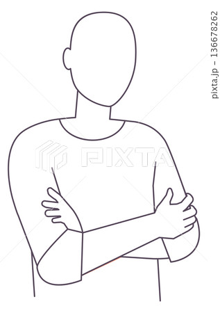 Offended person hand gesture. Crossed arms man 136678262