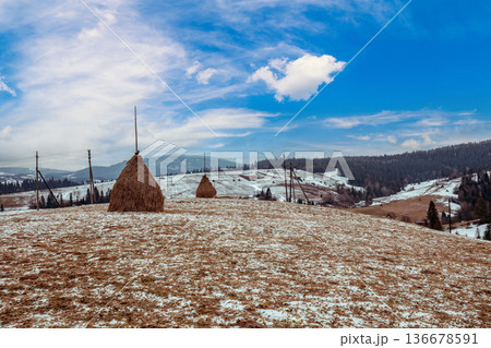 Mountain landscape in winter Mountain landscape in winter 136678591