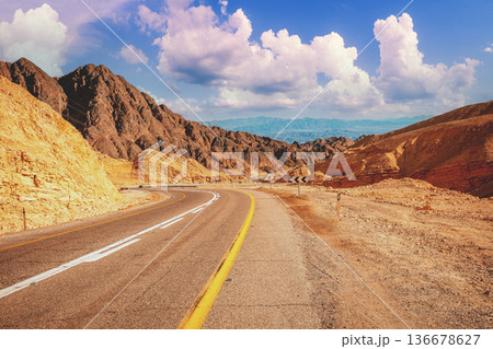 Mountain road in the desert 136678627