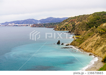 Rocky coast and seaside cliffs, Spain 136678665