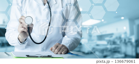 Doc with stethoscope Doc with stethoscope 136679061