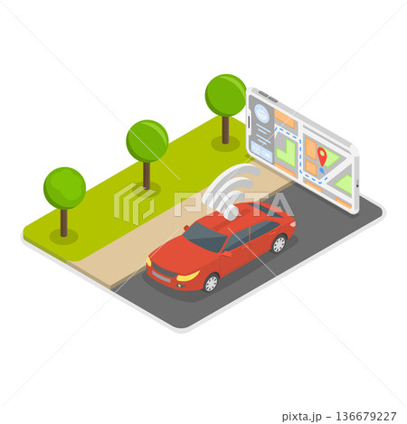 3D Isometric Flat Vector Illustration of Robotic Vehicle, Set Of Abstract Concept of Autonomous Car. Item 2 3D Isometric Flat Vector Illustration of Robotic Vehicle, Set Of Abstract Concept of Autonomous Car. Item 2 136679227