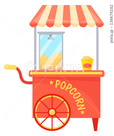 Popcorn stall. Street snack. Cinema food vendor 136679282