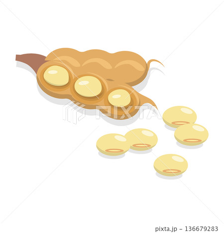 3D Isometric Flat Vector Set of Protein Food, Fresh Soybeans Straight From Nature. Item 5 136679283