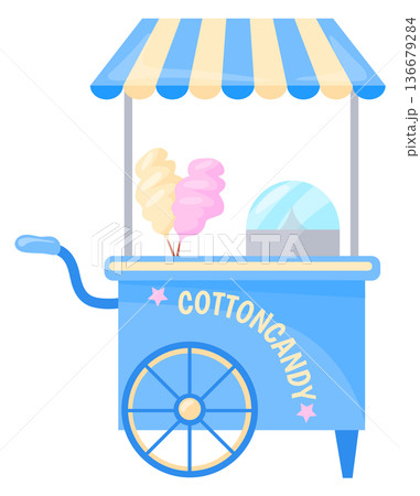 Cotton candy stand. Funfair street food stall 136679284