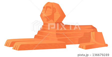 Sphinx statue cartoon icon. Stone egyptian monument 136679289