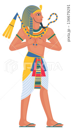 Egyptian pharaoh color icon. Traditional ancient king drawing 136679291