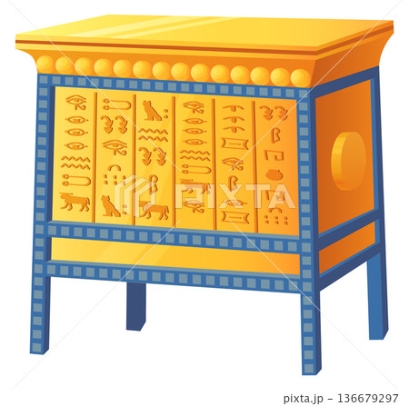 Ancient egyptian coffin with traditional ornament cartoon icon 136679297