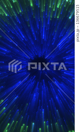 Blue light tunnel with glowing particles and depth effect, illustrating speed, data transmission, and immersive digital travel Blue light tunnel with glowing particles and depth effect, illustrating speed, data transmission, and immersive digital travel 136679515