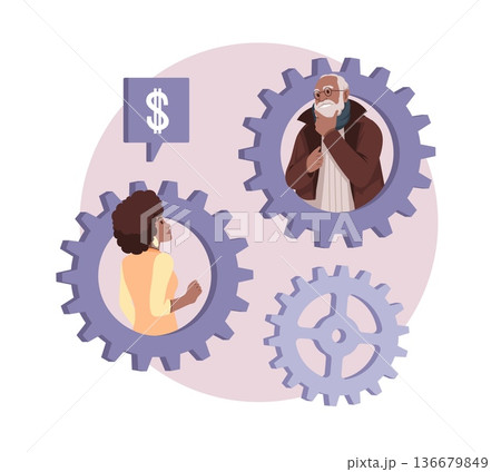 Business consulting. Discussion of financial issues money management, financial literacy, online meeting, coordination processes, mentoring communication vector cartoon isolated concept 136679849