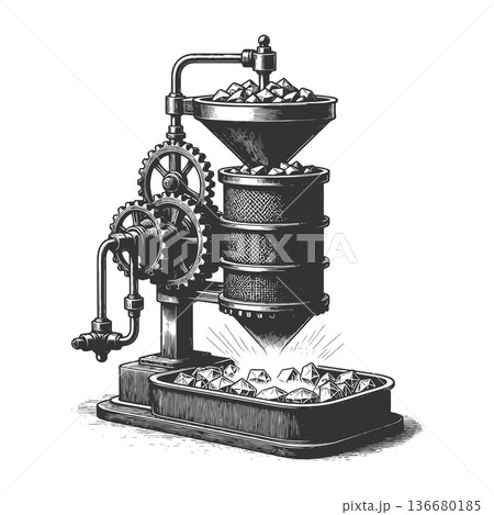 Steampunk Machine Turning Rocks Into Diamonds 136680185