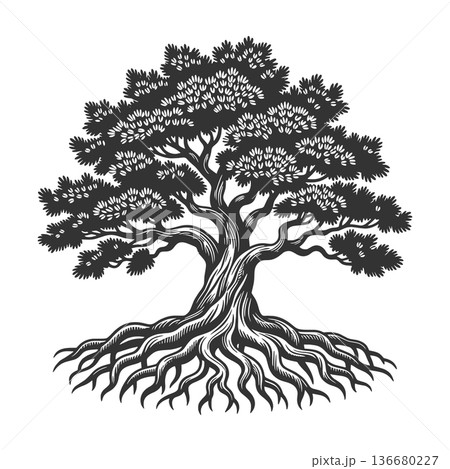 Tree of Life with Exposed Roots vector Tree of Life with Exposed Roots vector 136680227