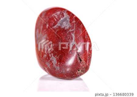 Macro mineral stone jasper on a white background 136680339