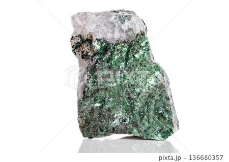 Macro mineral stone Fuchsite on a white background Macro mineral stone Fuchsite on a white background 136680357