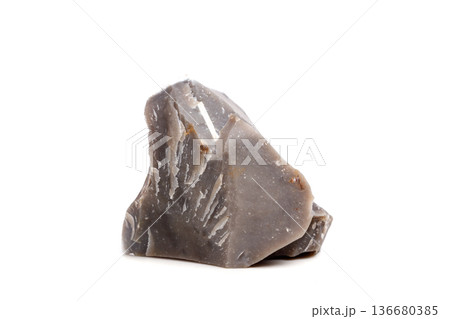 Macro mineral stone Flint in the rock on a white background Macro mineral stone Flint in the rock on a white background 136680385