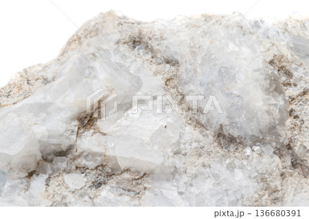 Macro mineral stone Celestine in the breed a white background Macro mineral stone Celestine in the breed a white background 136680391